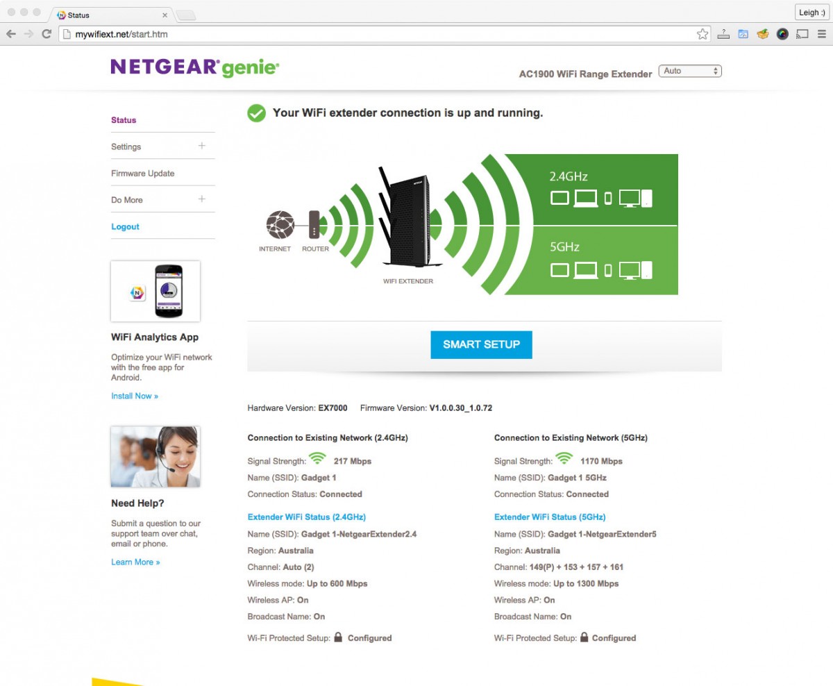 Review Netgear EX7000 AC1900 WiFi Range Extender