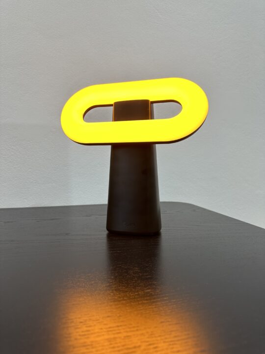 Lamp on table in amber