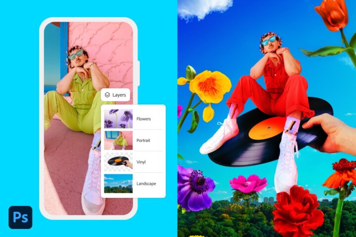 Bright colours and Photoshop app with designs
